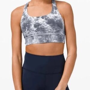 Lululemon Energy Bra Long Line Marble Dye Classic Navy
